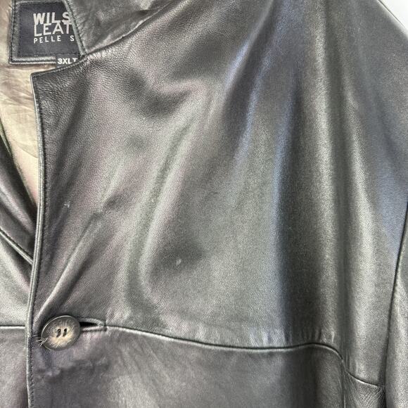 Wilsons Leather Pelle Studio Black Long Sleeve Button Front Coat Mens Sz 3XLT - Picture 15 of 16